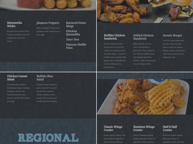 Atomic Wings Menu