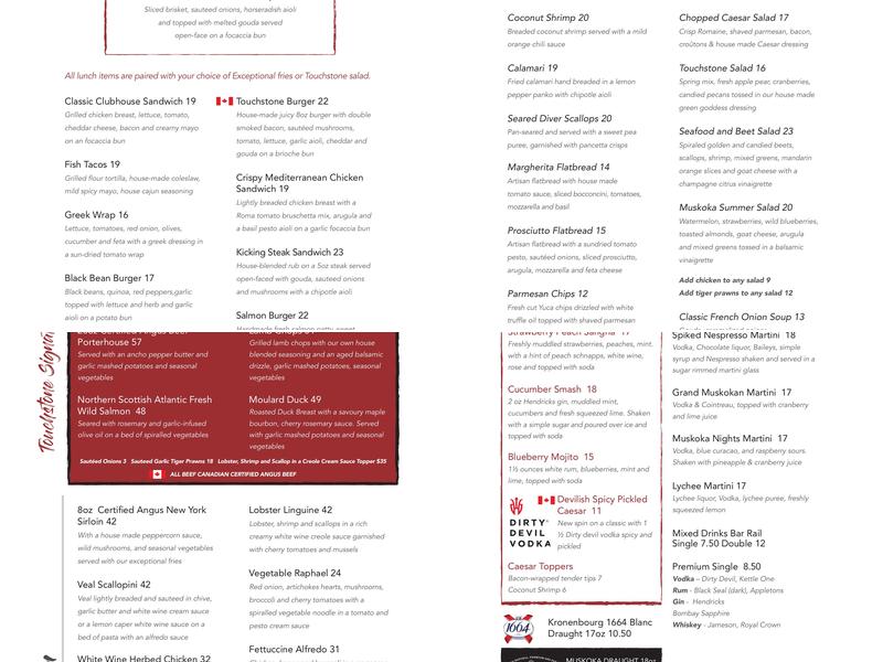 Touchstone Grill Menu