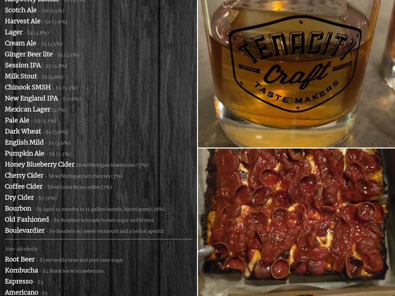 Tenacity Craft Menu