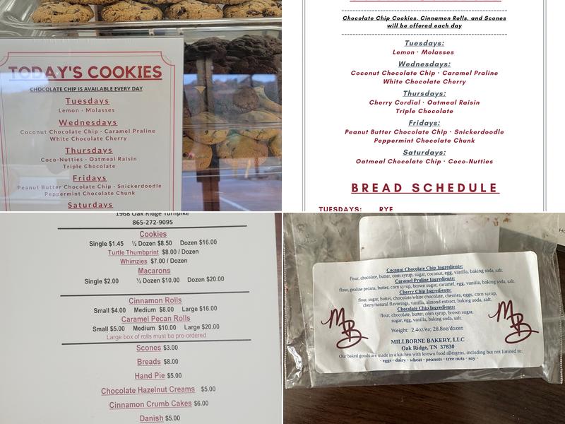 Millborne Bakery Menu