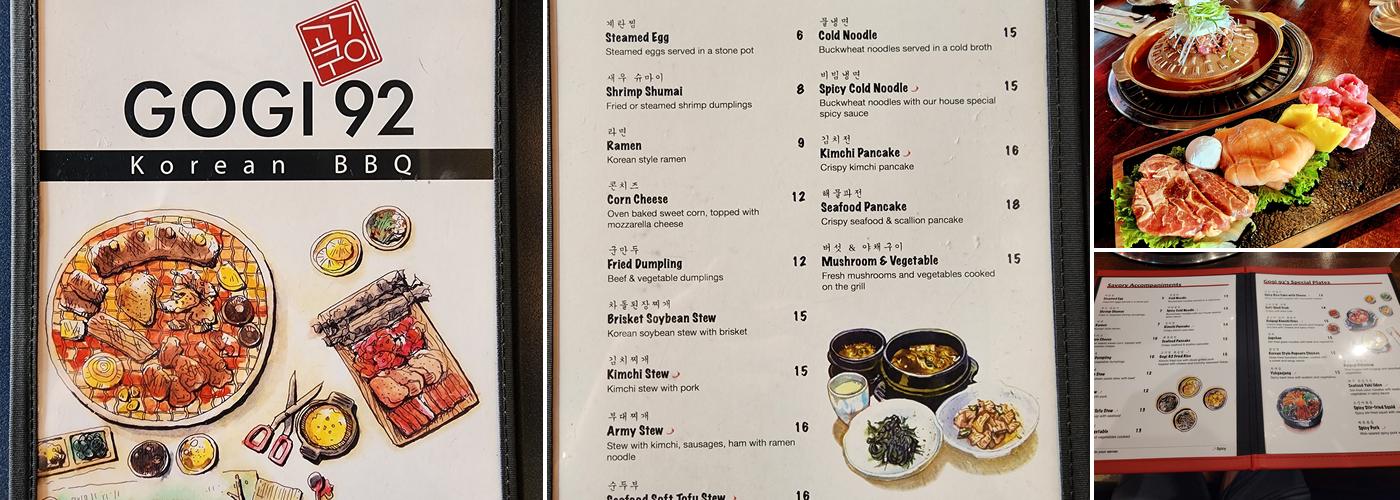 Gogi 92 Menu