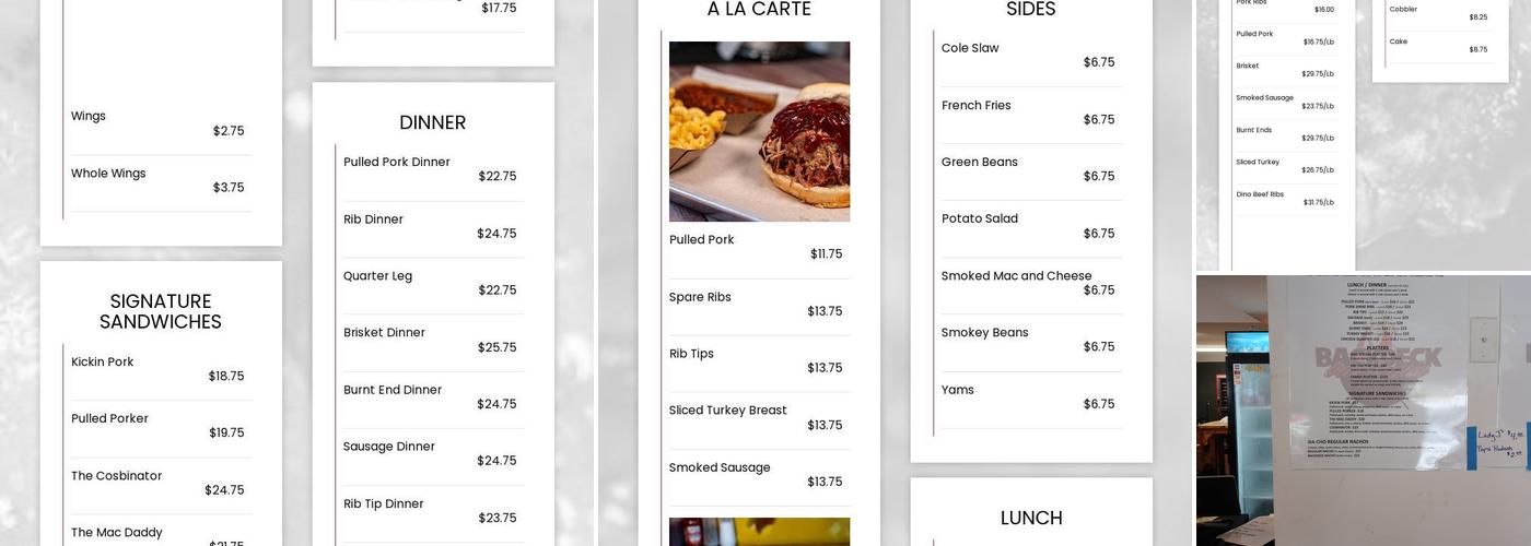 Back Deck BBQ Menu