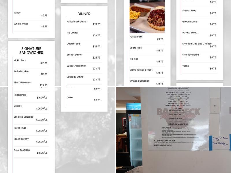 Back Deck BBQ Menu