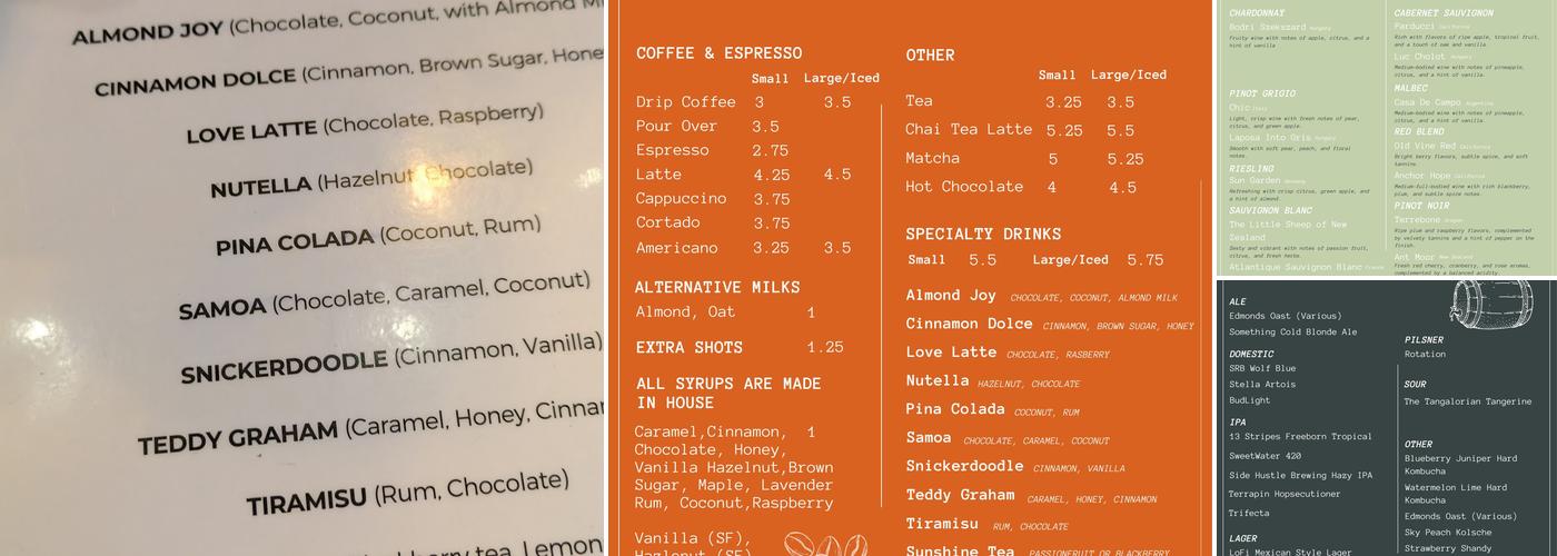 Cavalier's Coffeehouse Menu