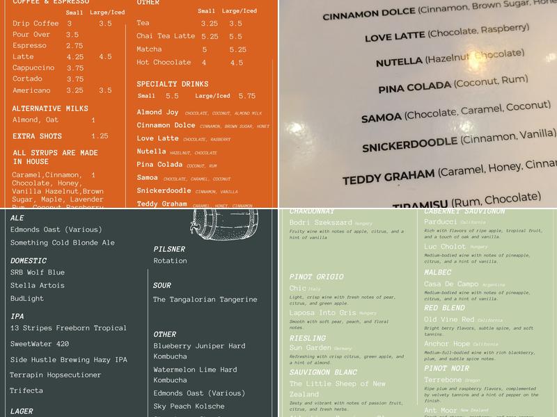 Cavalier's Coffeehouse Menu
