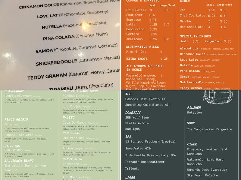Cavalier's Coffeehouse Menu