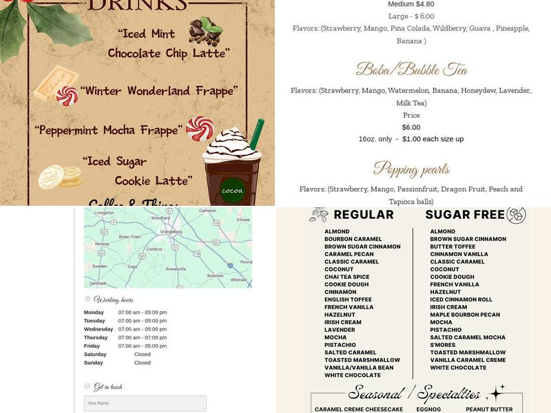 Coffee & Things Menu