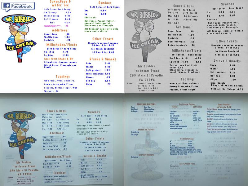 Bubbles Sweet Dreams Menu