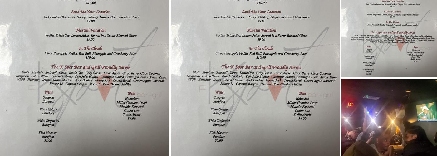 K SPOT BAR & GRILL Menu
