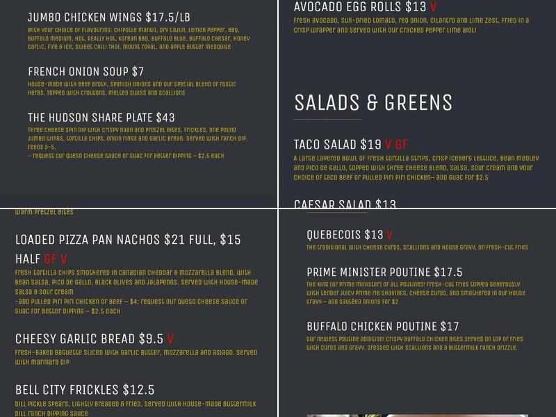 Hudson Public Menu