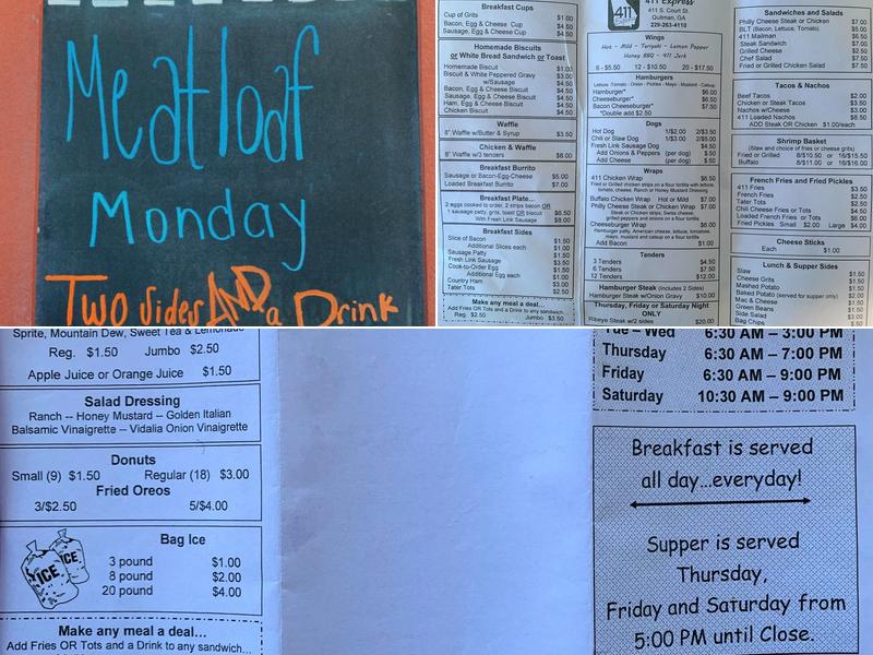 411 Express Menu