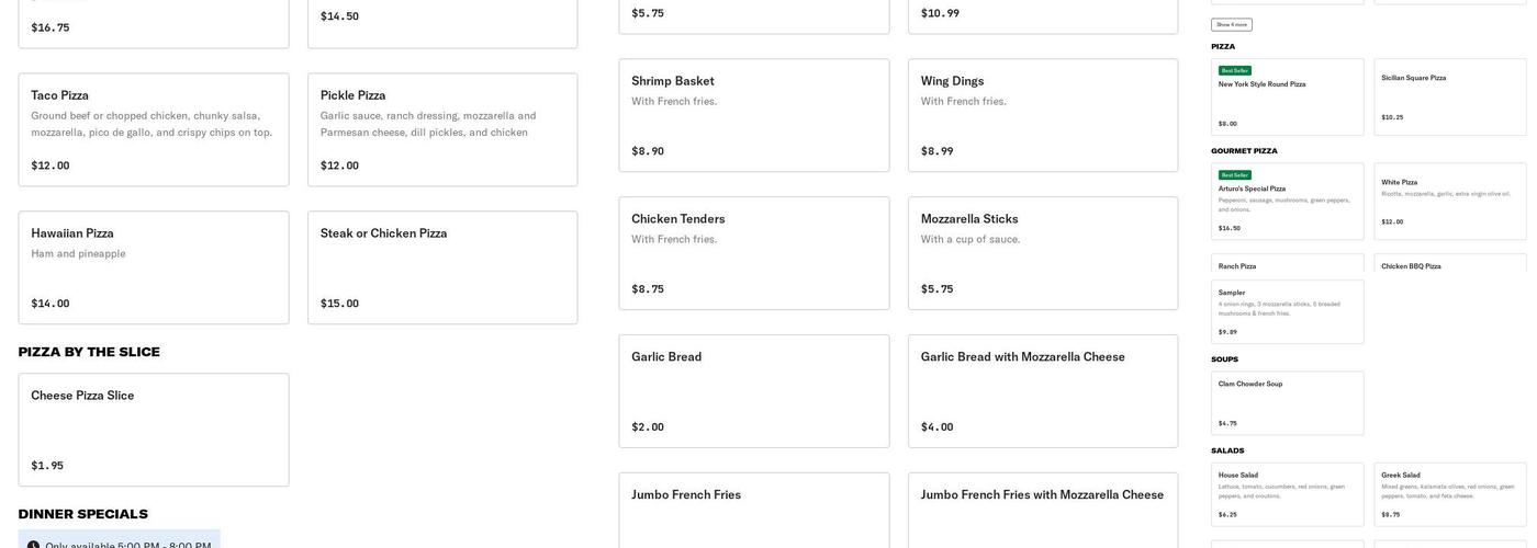 The original Arturos II & Mexican Grill Menu