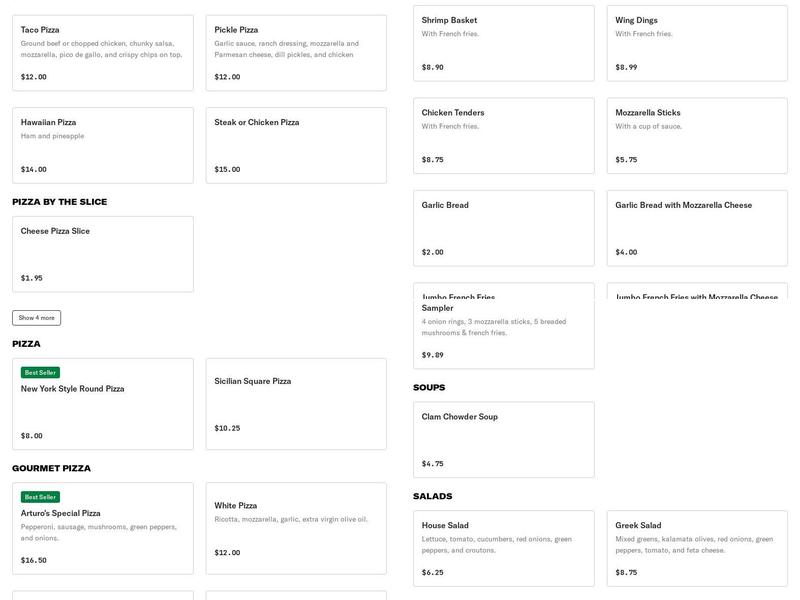 The original Arturos II & Mexican Grill Menu