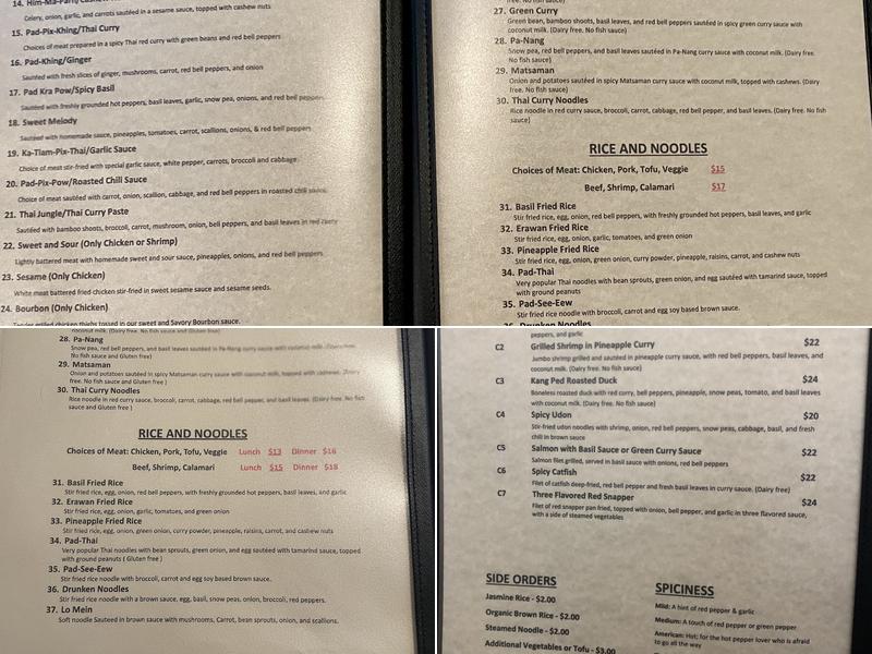 Erawan Thai Menu