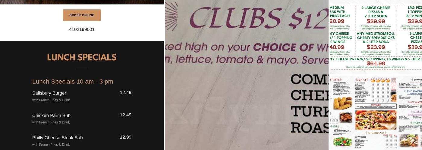 Salisbury Pizza Menu