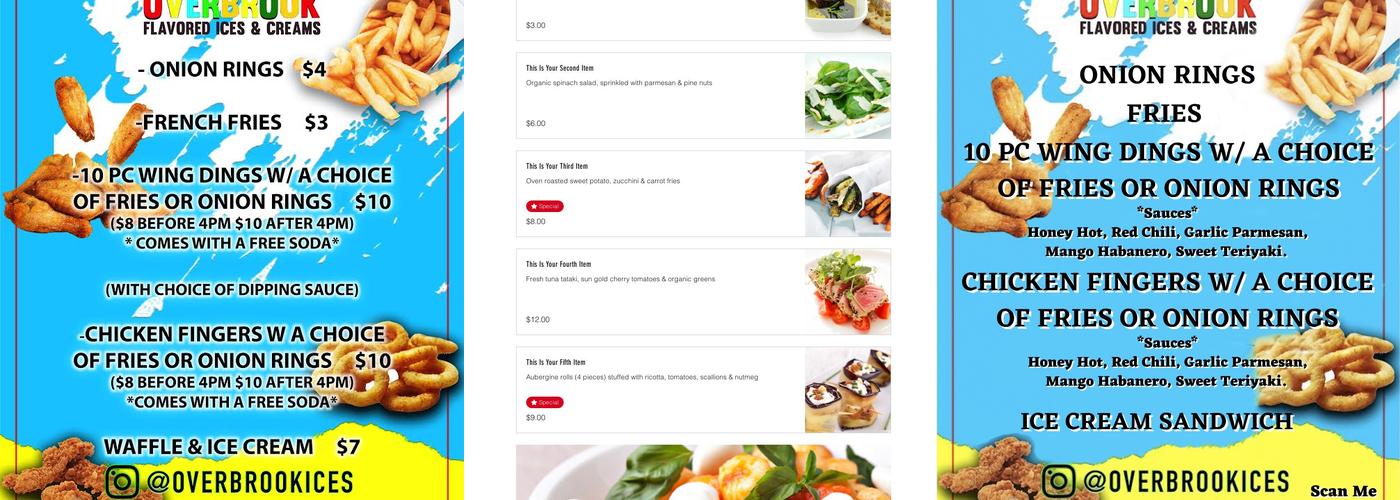 Overbrook Flavored Ices & Creams Menu