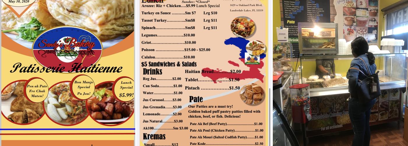 Sandy's Bakery Menu