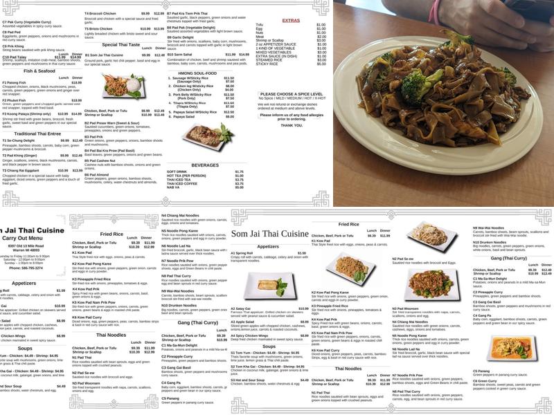 Som Jai Thai Cuisine Menu