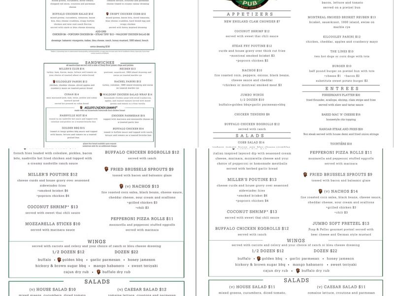 Miller's Pub Menu