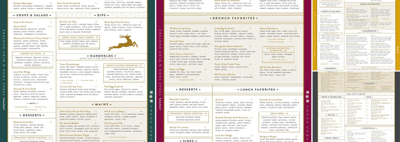 Hill & Vine Menu