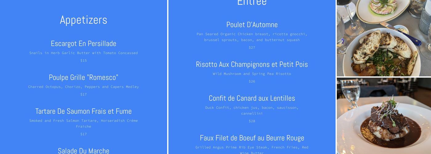 Brigitte Bistro Menu