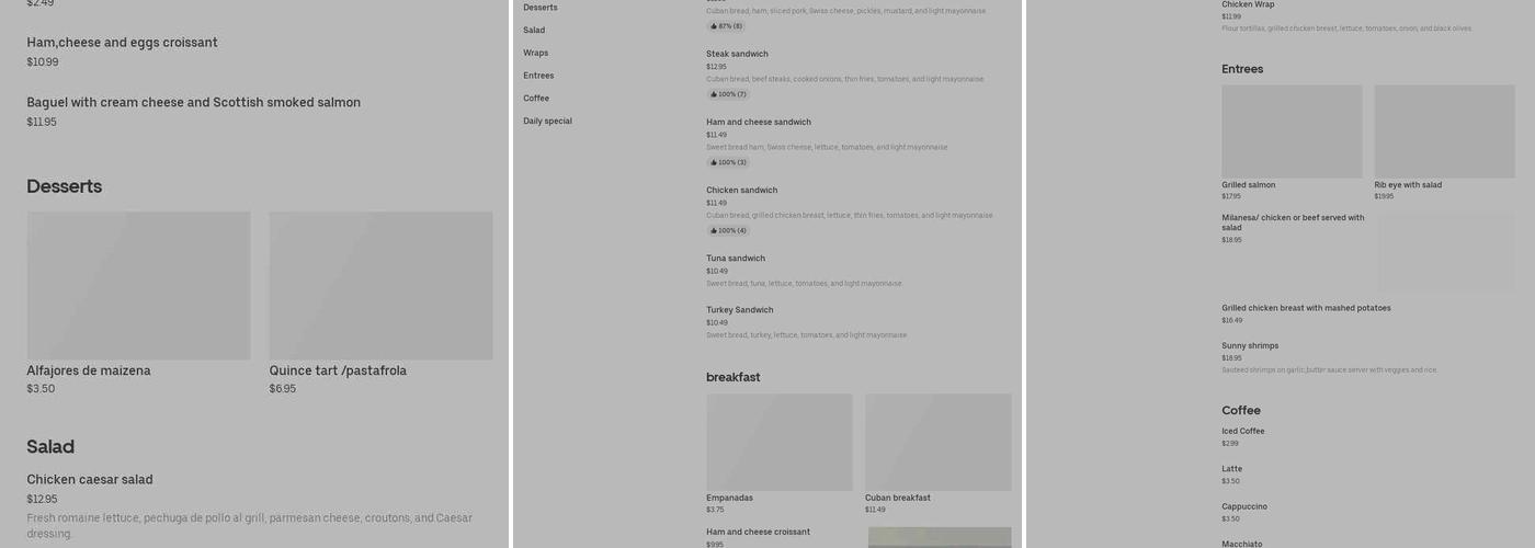Bani Bistro Menu