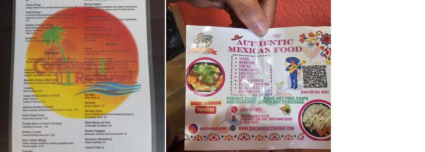 Caribbean Zone Menu