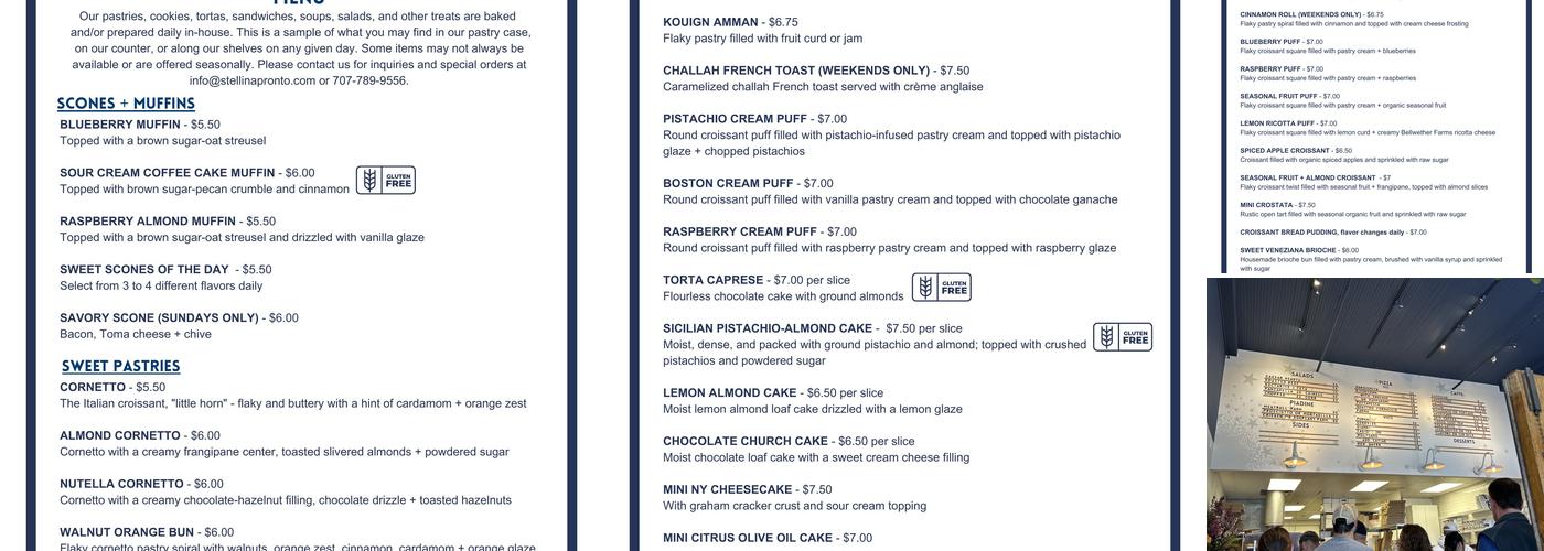 Stellina Pronto Menu