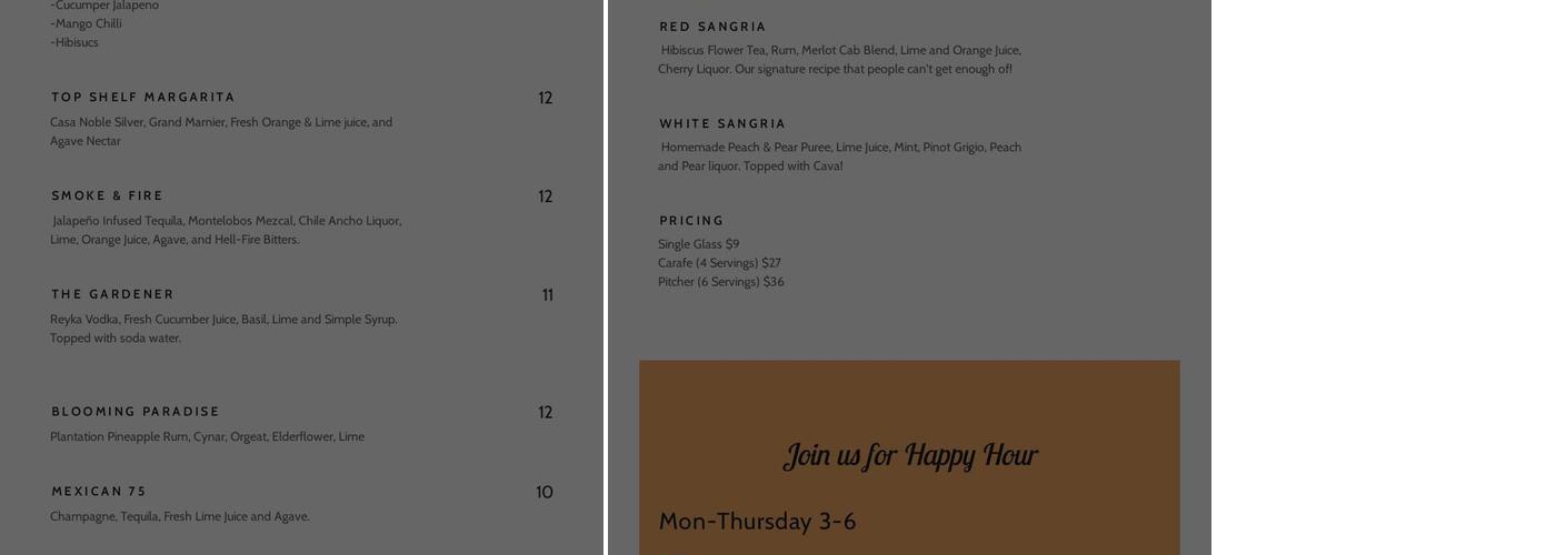 Marcos Piano Bar Menu