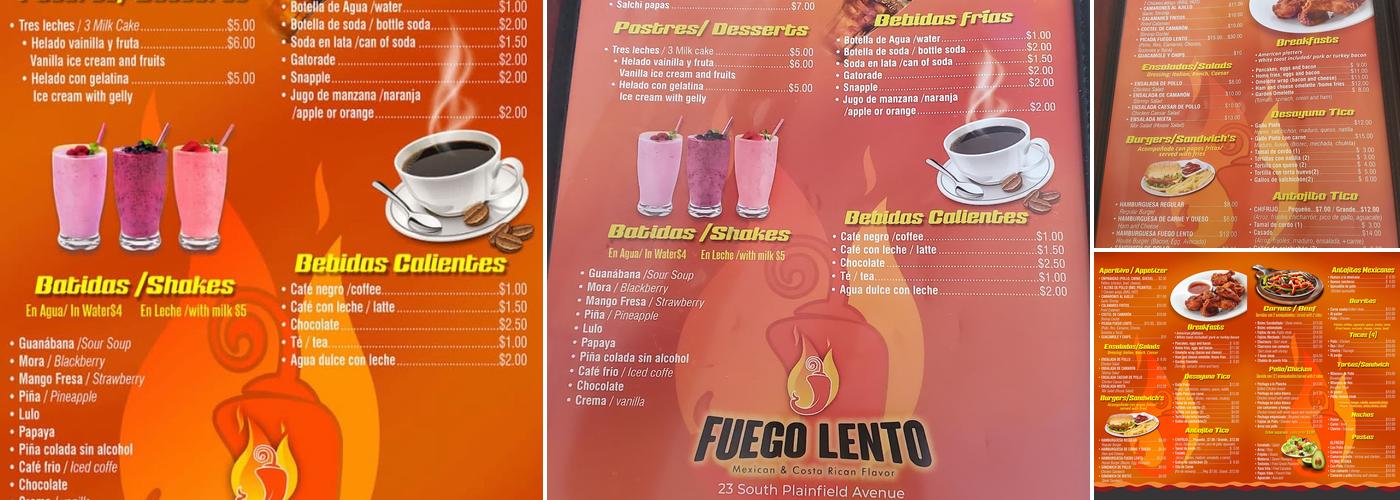 Fuego Lento Restaurant Menu