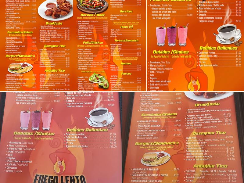 Fuego Lento Restaurant Menu