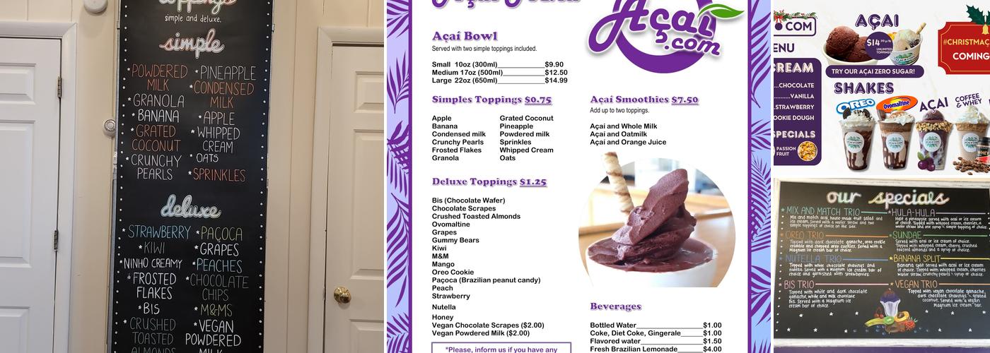 Acai Dot Com Inc. Menu