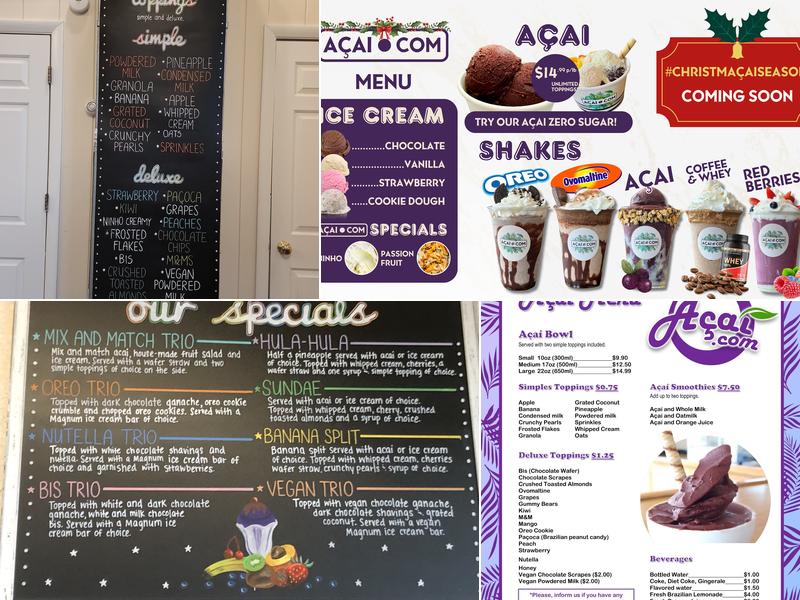 Acai Dot Com Inc. Menu