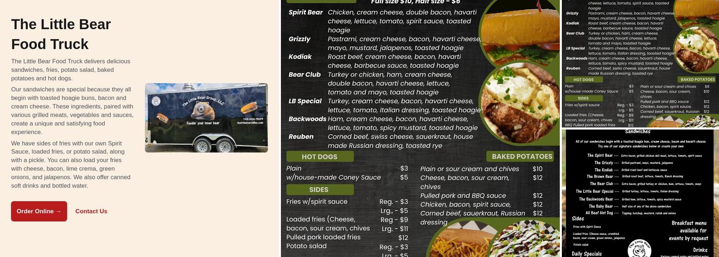 The Little Bear Group Menu