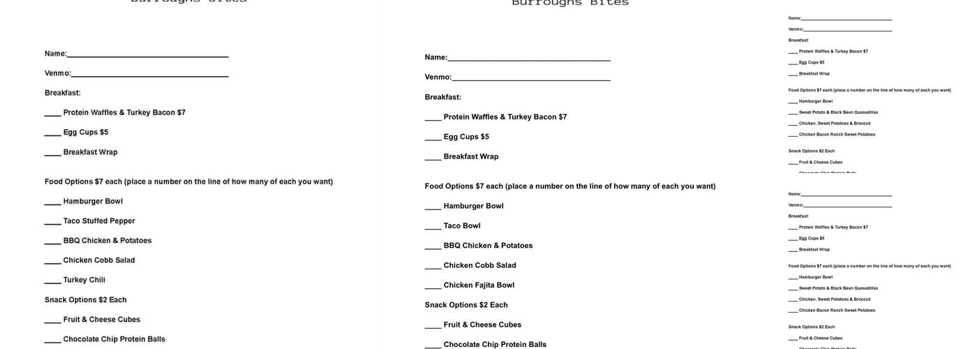 Burroughs Bites Menu