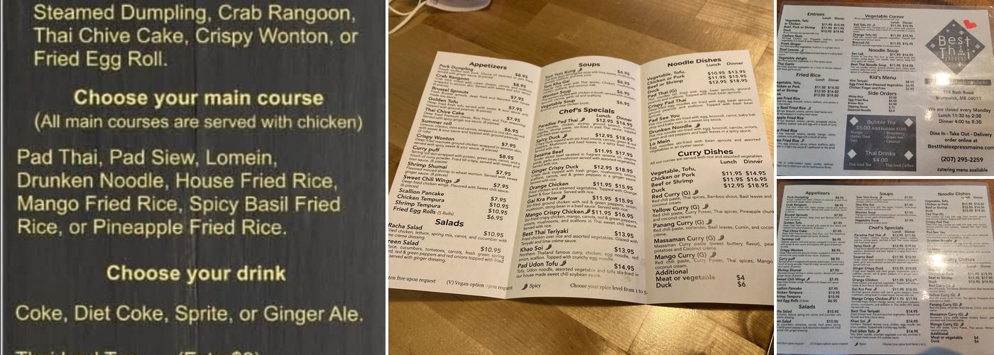 Best Thai Express Menu