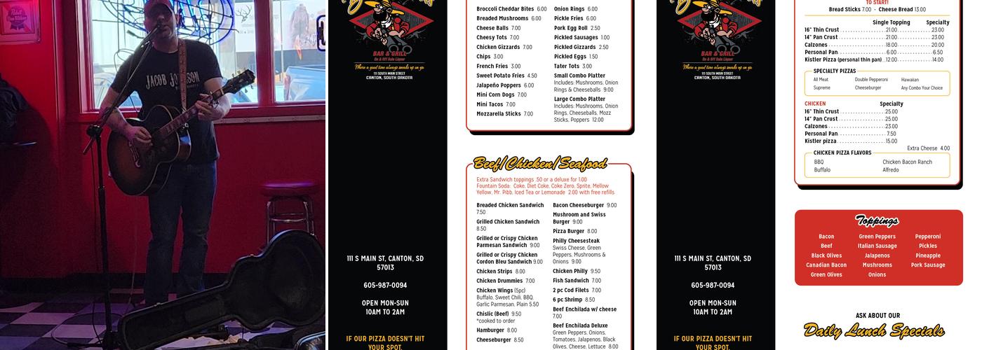 Bushwhackers Bar and Grill Menu