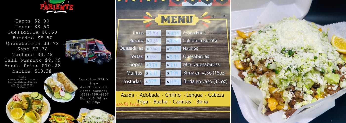 Tacos El Pariente Menu