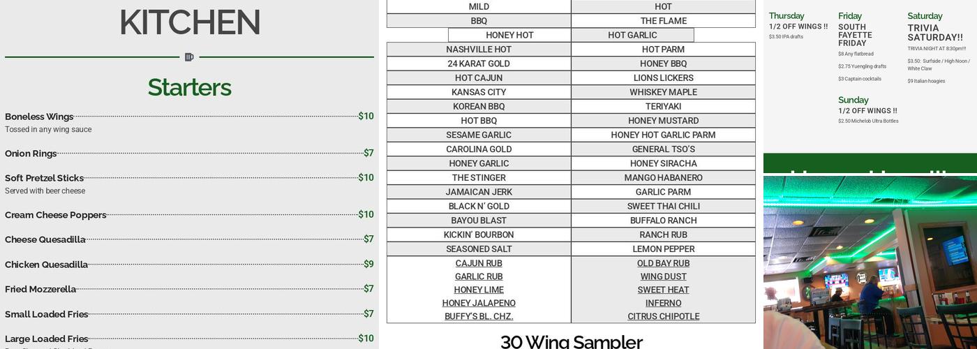 McClelland's Public House Menu