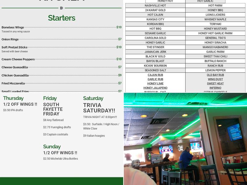 McClelland's Public House Menu