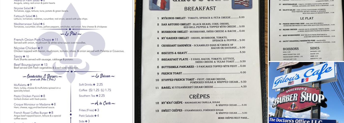 Gilous Cafe Menu