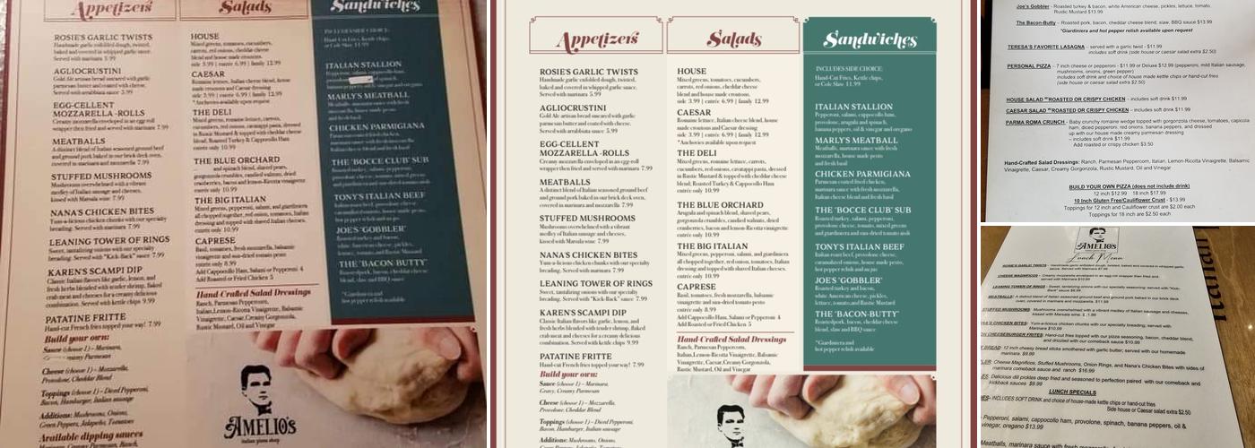 Amelio's Pizzeria Menu