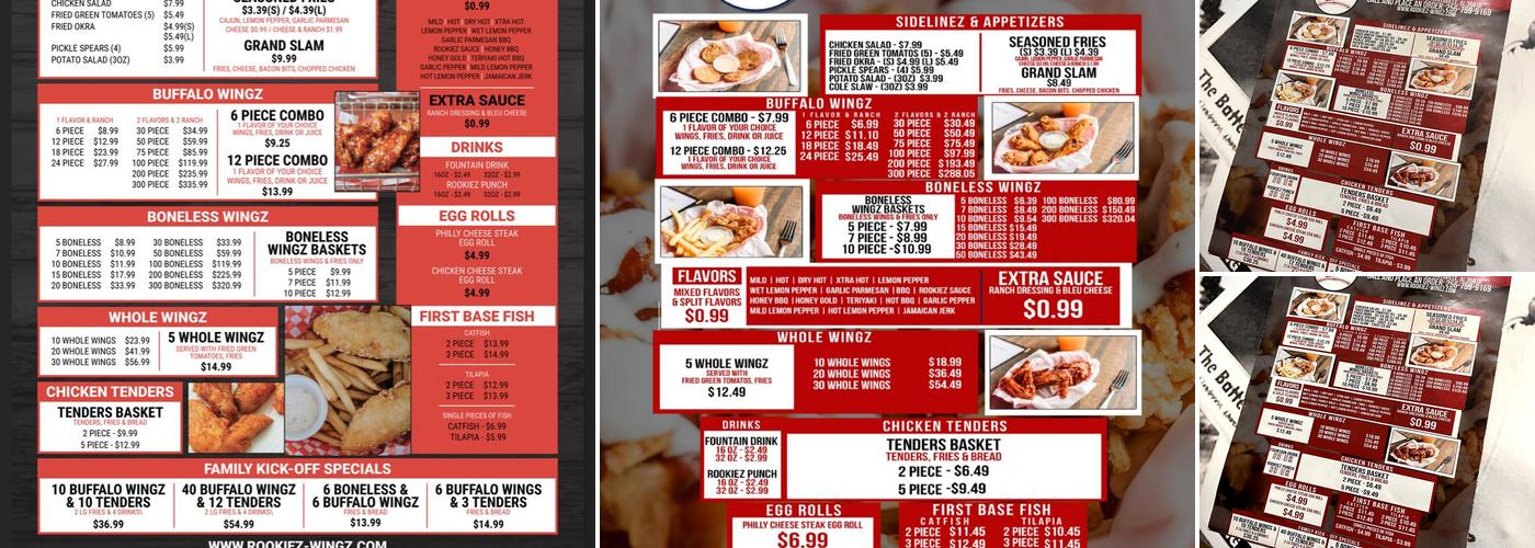 Rookiez Wingz Menu
