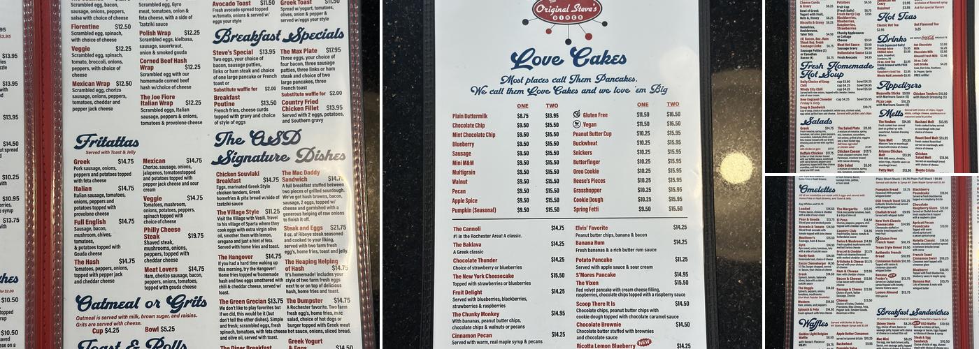 The Original Steve's Diner Menu