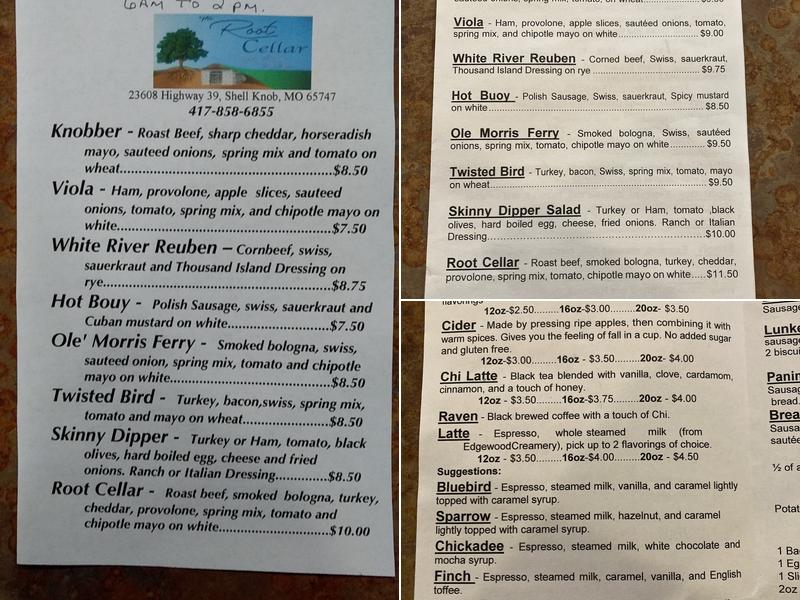 Root cellar Menu