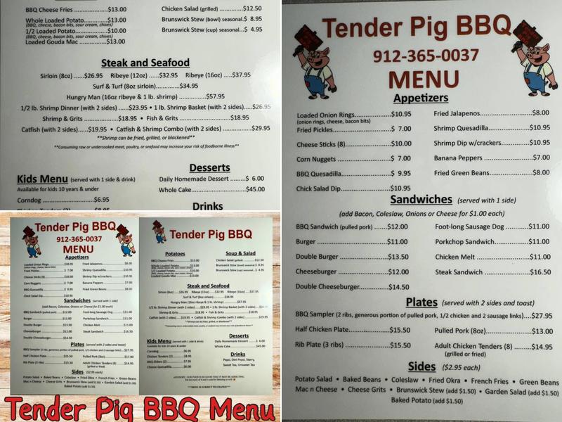 Tender Pig BBQ Menu