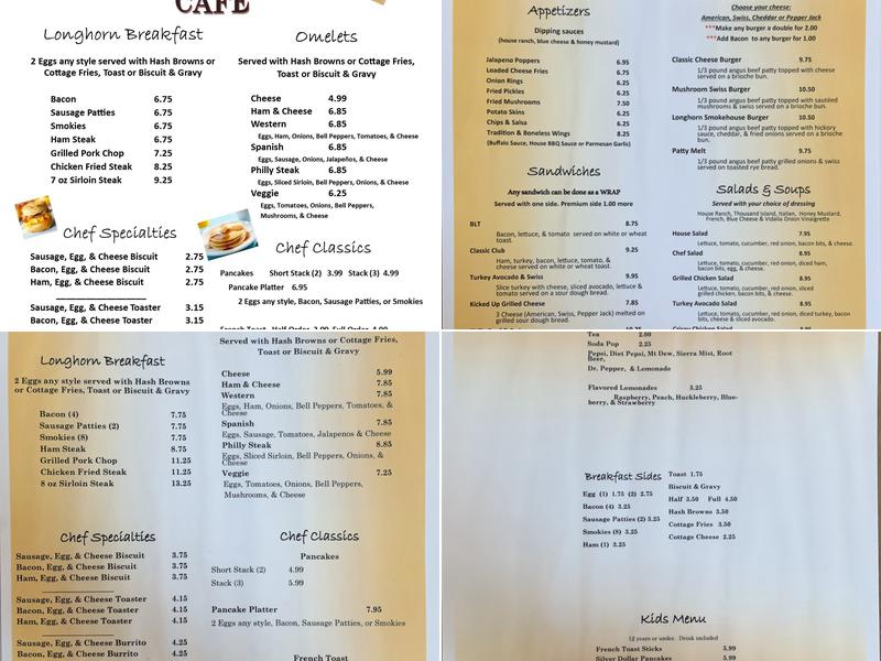 Bryan's Cafe Menu