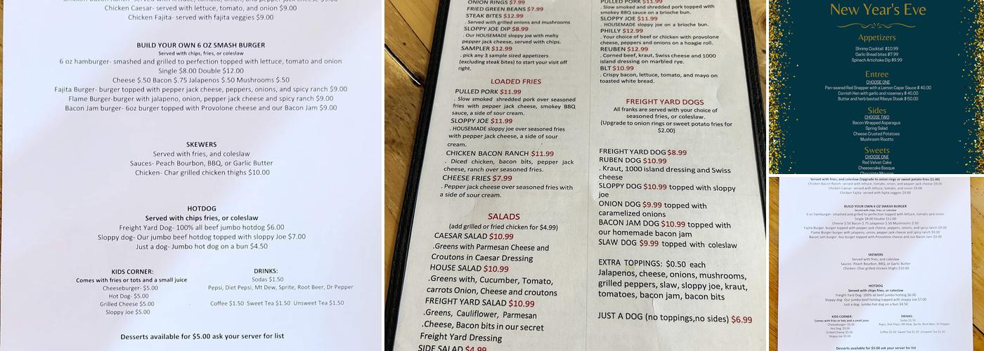 Freight Yard Grill and Bar Menu