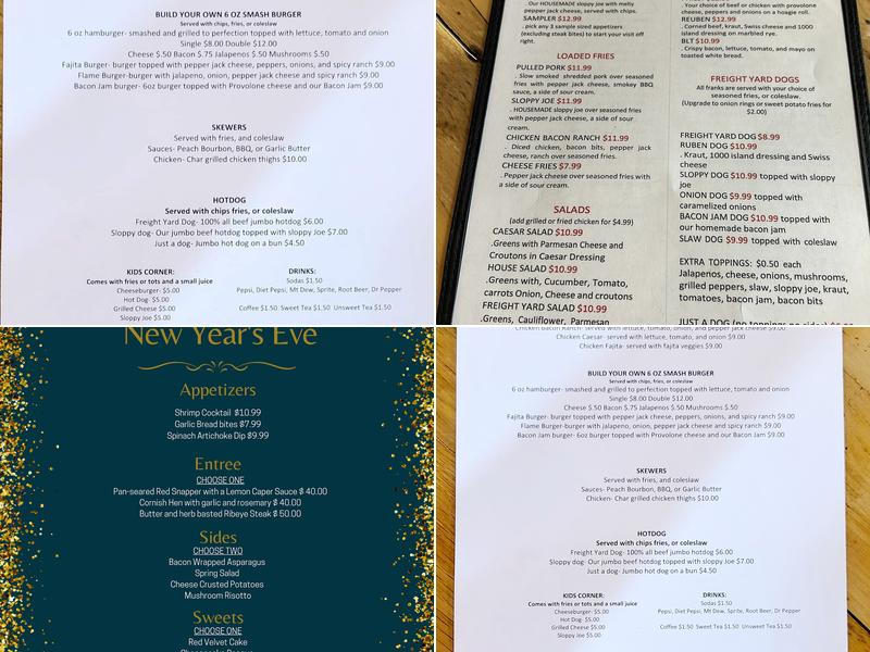 Freight Yard Grill and Bar Menu