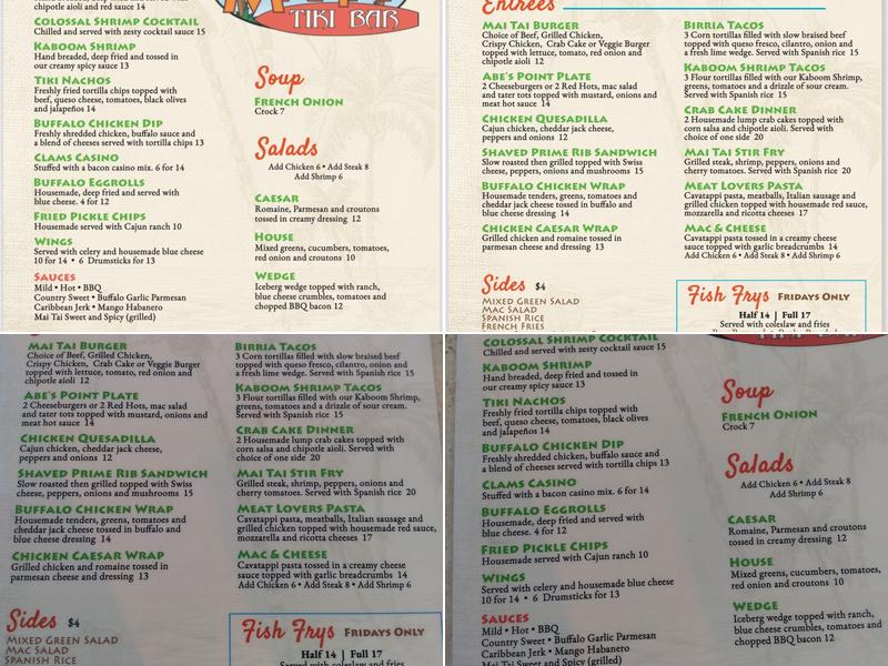 Abe's Mai Tai Tiki Bar Menu